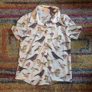 ModCloth Bird Collared Button Down Blouse